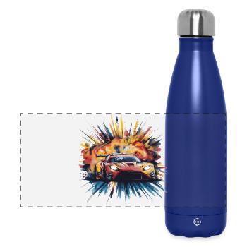Gravure de peinture de voitures de course sportives plus rapides - Gourde isotherme panoramique 500 ml - bleu foncé  - Devant