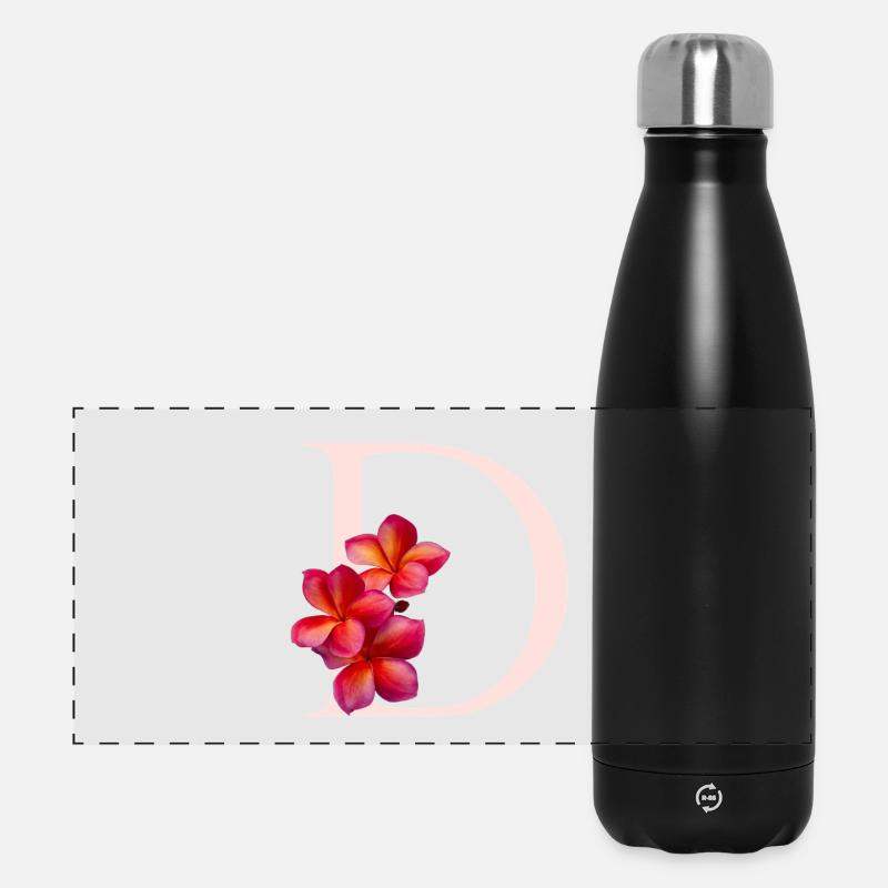 D Monogram with Frangipani - Panoramic Thermal Bottle 500 ml - black