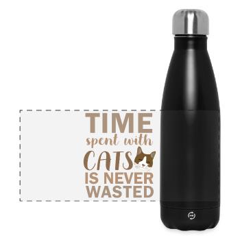 Temps passé avec les chats - Gourde isotherme panoramique 500 ml - noir - Devant