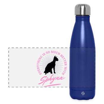 Schwarze Sphynx Katze Sprüche Humor Zitate - Panorama Isolierflasche 500 ml - Dunkelblau  - Vorne