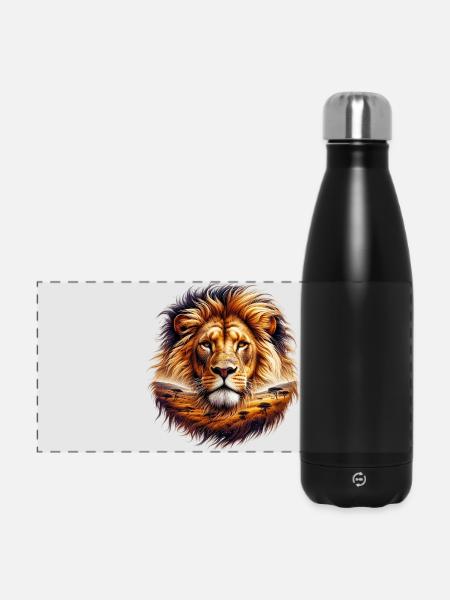 Löwe - Panorama Isolierflasche 500 ml - Schwarz