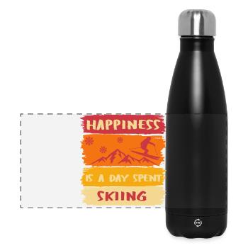 Le bonheur, c’est une journée passée Skier - Skier heureux - Gourde isotherme panoramique 500 ml - noir - Devant