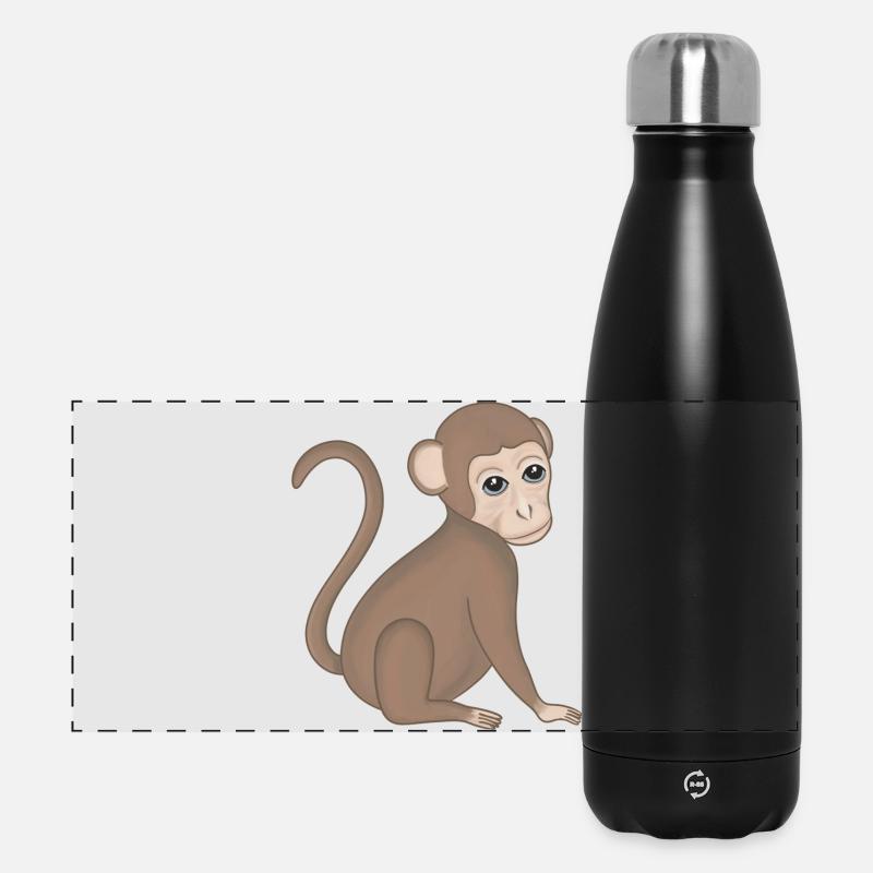 Affe Baby Äffchen - Panorama Isolierflasche 500 ml - Schwarz