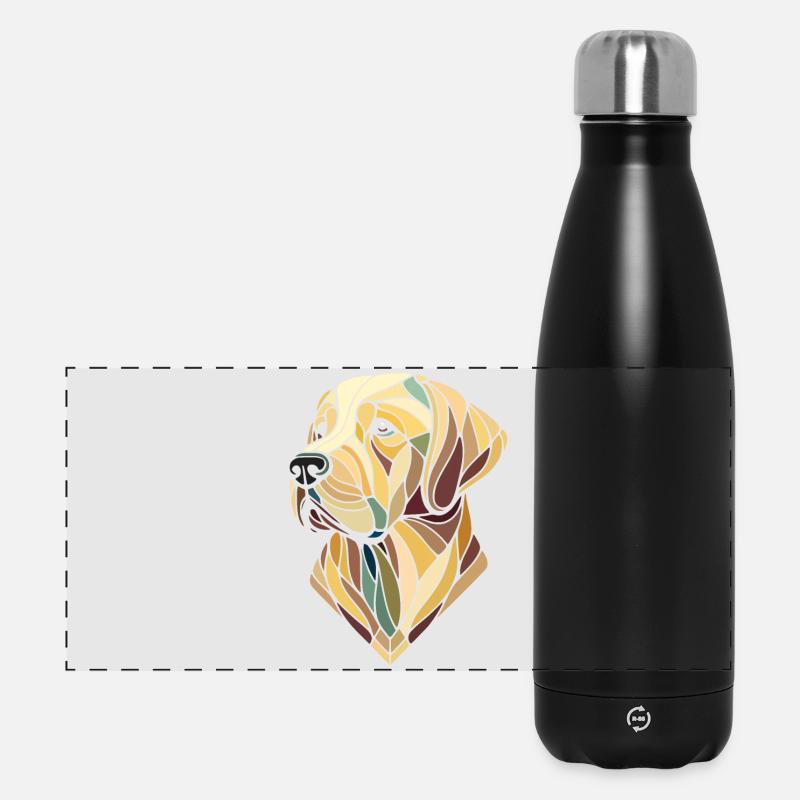 Labrador head, retriever, geometric art, polygon - Panoramic Thermal Bottle 500 ml - black