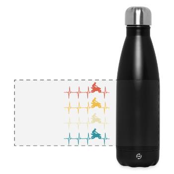 Quad Heartbeat Retro 4x4 ATV Quad Biker - Panorama Isolierflasche 500 ml - Schwarz - Vorne
