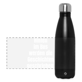 Hinten im Bus Geschichten geschrieben - Panorama Isolierflasche 500 ml - Schwarz - Vorne