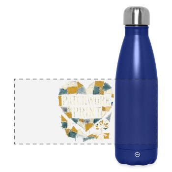 Patchwork Print - Panorama Isolierflasche 500 ml - Dunkelblau  - Vorne