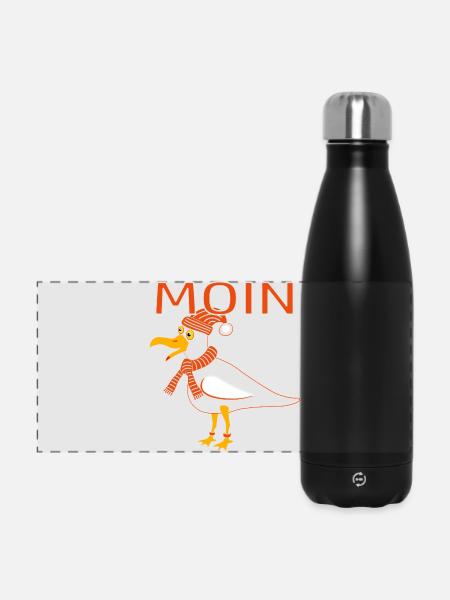 Lustige Möwe mit Mütze - Panorama Isolierflasche 500 ml - Schwarz