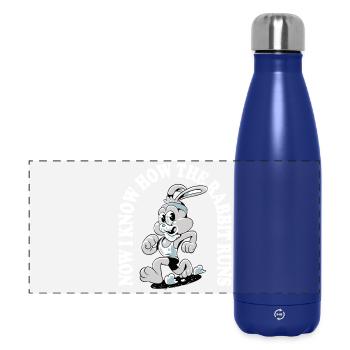 Now I Know How the Rabbit Runs – Denglisch Spruch - Panoramic Thermal Bottle 500 ml - dark blue  - Front