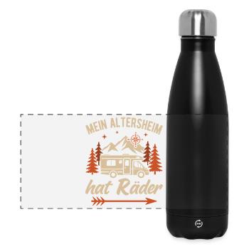 Camping Opa Camper Rentner Wohnmobil Ruhestand - Panorama Isolierflasche 500 ml - Schwarz - Vorne