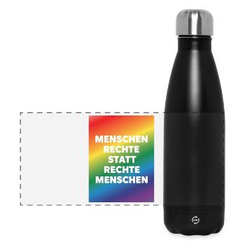 Menschenrechte statt Hass und Hetze - Panorama Isolierflasche 500 ml - Schwarz - Vorne