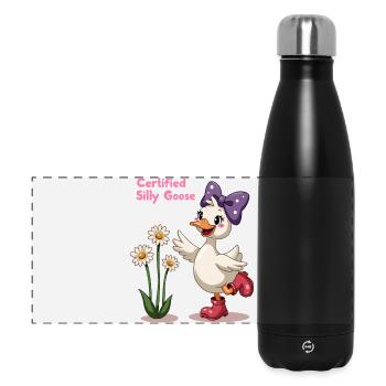 Certifié Silly Goose Funny Cartoon Goose T-Shirt - Gourde isotherme panoramique 500 ml - noir - Devant