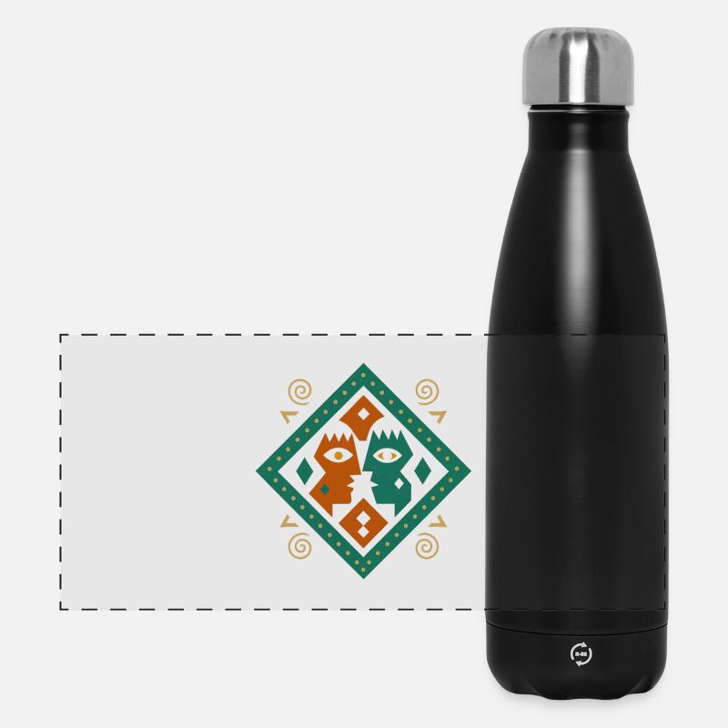 Tribal Faces Art - Gourde isotherme panoramique 500 ml - noir
