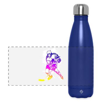 hockey rainbow spatter hockey player tor cool - Panoramic Thermal Bottle 500 ml - dark blue  - Front