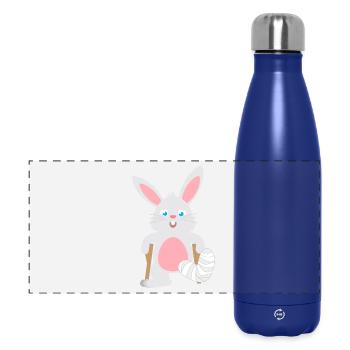 Kindershirt Hase mit Gipsbein Tiershirt Hase - Panorama Isolierflasche 500 ml - Dunkelblau  - Vorne