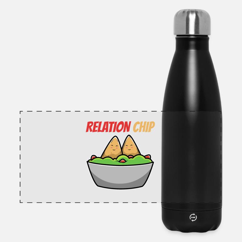 Humorvolle Avocado-Paare mit Relation Chip - Panorama Isolierflasche 500 ml - Schwarz