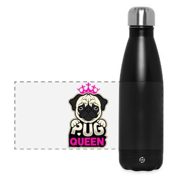 Pug Pug Queen - Gourde isotherme panoramique 500 ml - noir - Devant