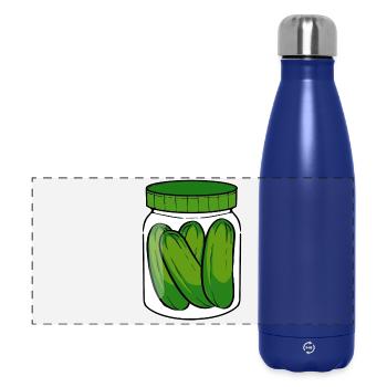 Pickled cucumber vegan - Panoramic Thermal Bottle 500 ml - dark blue  - Front