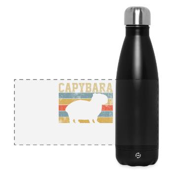 Capybara Nagetier Retro Vintage - Panorama Isolierflasche 500 ml - Schwarz - Vorne