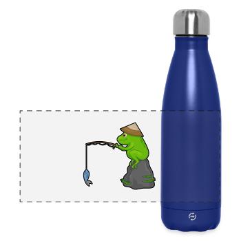 Frosch Angler Fisch Angeln - Panorama Isolierflasche 500 ml - Dunkelblau  - Vorne