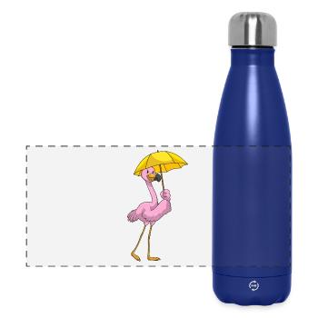 Flamingo Umbrella - Panoramic Thermal Bottle 500 ml - dark blue  - Front