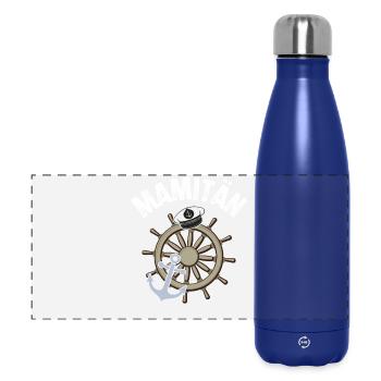 Mamitän Kapitän Segeln Motorboot Boot - Panorama Isolierflasche 500 ml - Dunkelblau  - Vorne