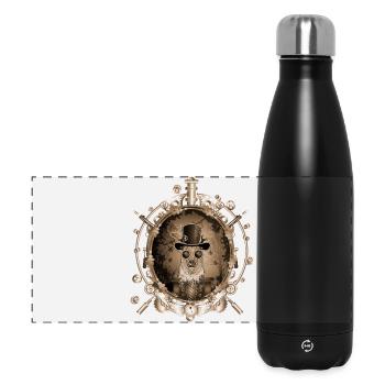 Steampunk deer portrait in antique sepia look - Panoramic Thermal Bottle 500 ml - black - Front