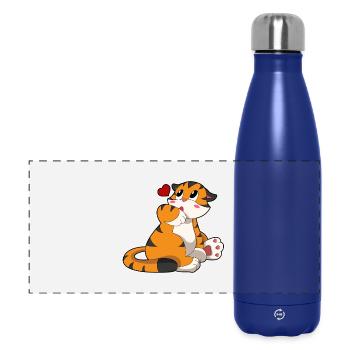Tiger Herz - Panorama Isolierflasche 500 ml - Dunkelblau  - Vorne
