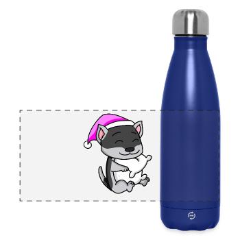 Chien race de chien Siberian Husky - Gourde isotherme panoramique 500 ml - bleu foncé  - Devant