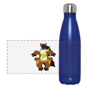 Horse Cowboy Pistol - Panoramic Thermal Bottle 500 ml - dark blue  - Front