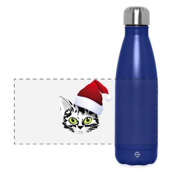katze xmas weihnachten santa cat niedlich cute lol - Panorama Isolierflasche 500 ml - Dunkelblau  - Vorne