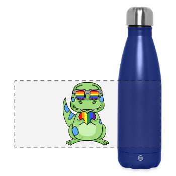 Gay Rainbow Heart Dinosaurs - Panoramic Thermal Bottle 500 ml - dark blue  - Front