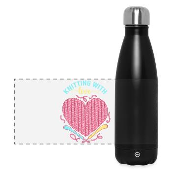 Knitting Love Heart – Stricken mit Liebe - Panoramic Thermal Bottle 500 ml - black - Front
