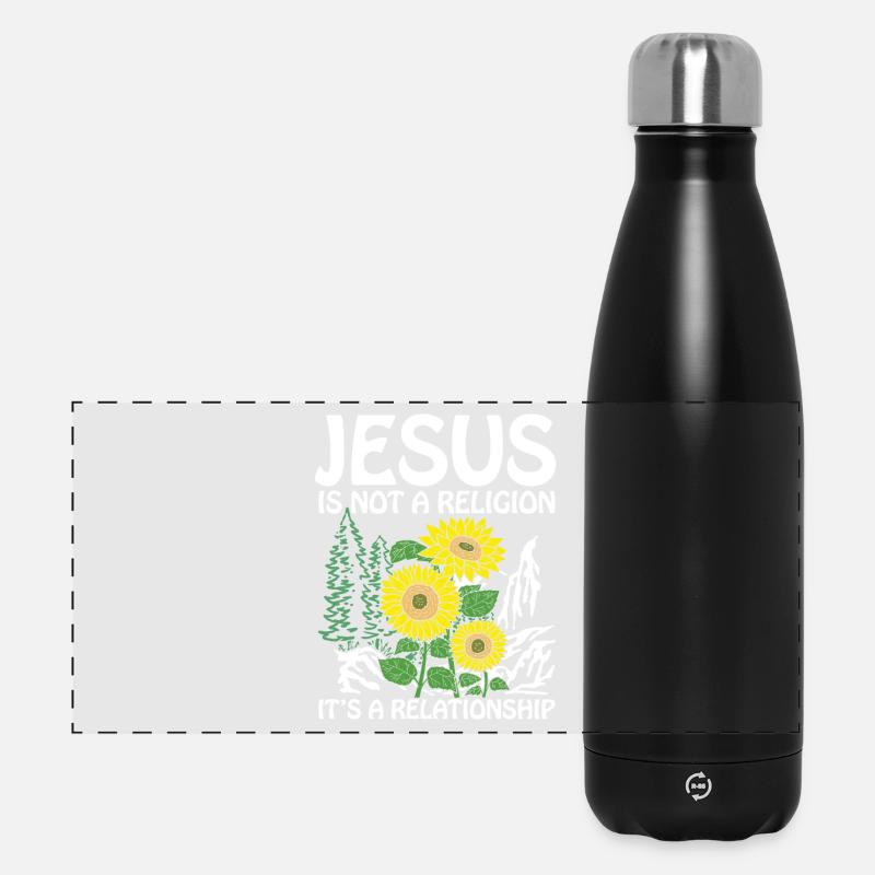 Jesus is not a religion it s a relationship - Panorama Isolierflasche 500 ml - Schwarz