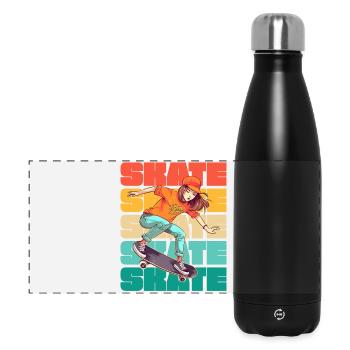 Skateboarding Cool Skater Girl Bunt - Panorama Isolierflasche 500 ml - Schwarz - Vorne