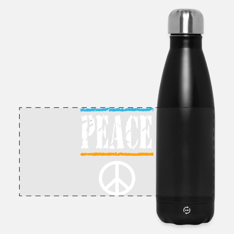Retro Peace Vibes T-Shirt - Panorama Isolierflasche 500 ml - Schwarz