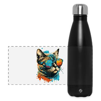 Chat avec des lunettes de soleil - Gourde isotherme panoramique 500 ml - noir - Devant