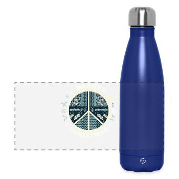 Ugly Christmas Friedenszeichen Strickmuster - Panorama Isolierflasche 500 ml - Dunkelblau  - Vorne