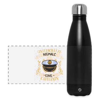 Kapitänin Segeln Boot Hobby Geschenk - Panorama Isolierflasche 500 ml - Schwarz - Vorne