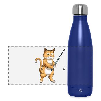 Katze Angler Angelrute Angeln - Panorama Isolierflasche 500 ml - Dunkelblau  - Vorne