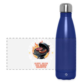 Grillmeister Grill Grillen BBQ Barbecue Spruch - Panorama Isolierflasche 500 ml - Dunkelblau  - Vorne