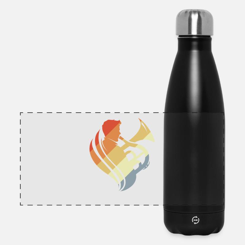 Vintage Tuba Player Sketch - Panoramic Thermal Bottle 500 ml - black