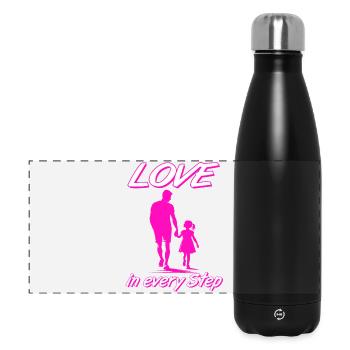Love in Every Step Father Daughter Pink Silhouette - Panoramic Thermal Bottle 500 ml - black - Front