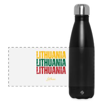 Flag of Lithuania, Lithuanian pride - Panoramic Thermal Bottle 500 ml - black - Front