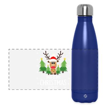 Renne Noël Sapins Flocons de neige - Gourde isotherme panoramique 500 ml - bleu foncé  - Devant