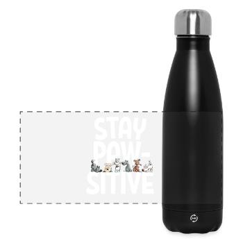 Happy Hunde Team Hunde Spruch Stay Pawsitive - Panorama Isolierflasche 500 ml - Schwarz - Vorne