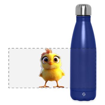 Poulet Poulet Poule Ferme Fermier Poulets mignons - Gourde isotherme panoramique 500 ml - bleu foncé  - Devant