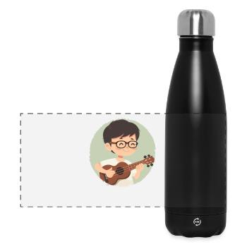 Ukulélé Garçon Graphique - Gourde isotherme panoramique 500 ml - noir - Devant