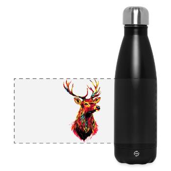 Deer, Antlers, Hunting, Deer, Reindeer, Red Deer, Hunter - Panoramic Thermal Bottle 500 ml - black - Front