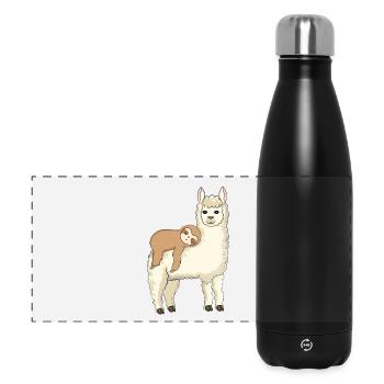 Whimsical Alpaca with Slumbering Llama - Panoramic Thermal Bottle 500 ml - black - Front